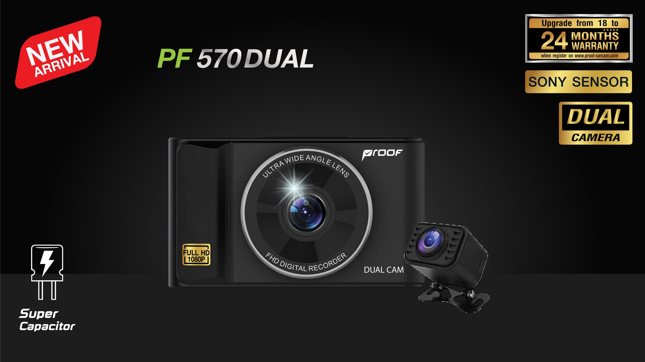 กล้องติดรถยนต์หน้า-หลัง PF570 Dual